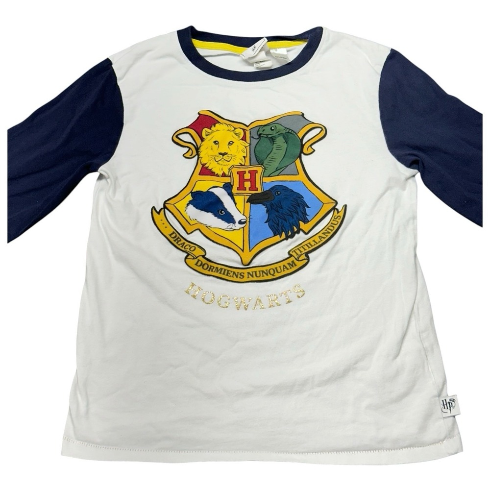 H&M Harry Potter Long Sleeve shirt Top Hogwarts emblem Crest Sz 8/10 unisex